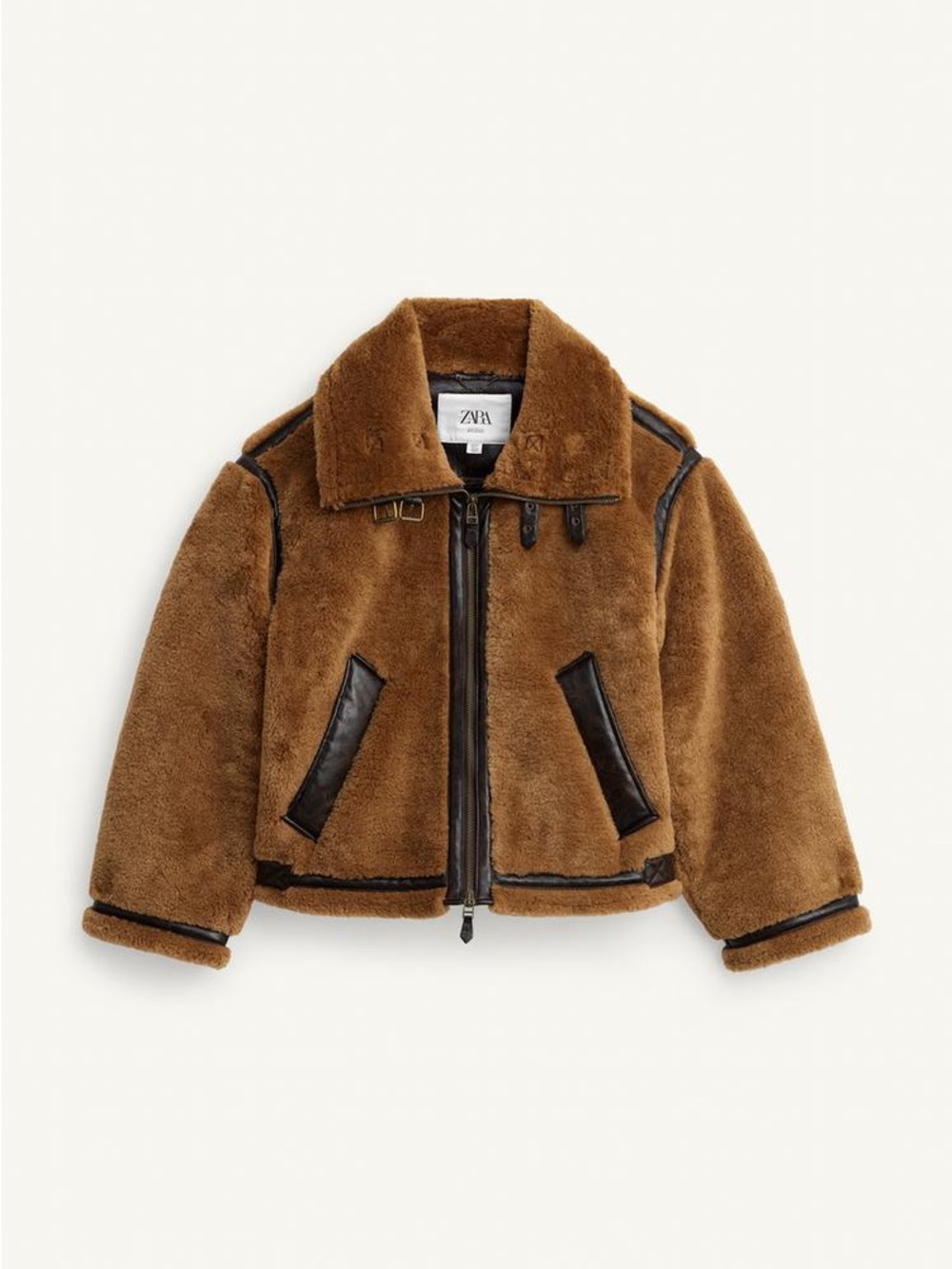 CONTRAST FAUX FUR FAUX LEATHER JACKET LIMITED EDITION